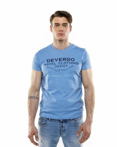 Devergo férfi világoskék kék ombre feliratos póló